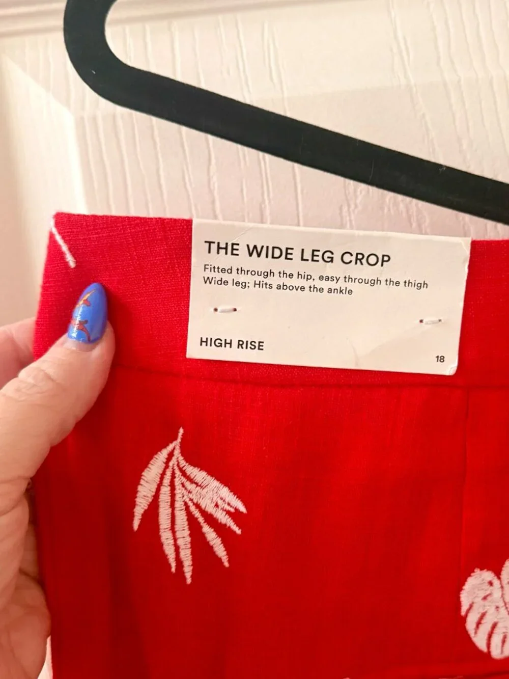 ANN TAYLOR Cherry Red Embroidered Plants Pants - Size 18